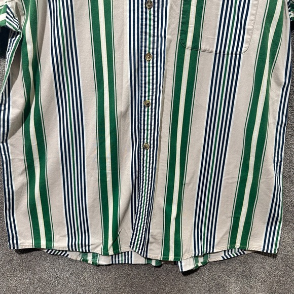 VTG Links Edition Button‎ Up Shirt Men XL Retro Striped Short Sleeve Cotton - Picture 9 of 11